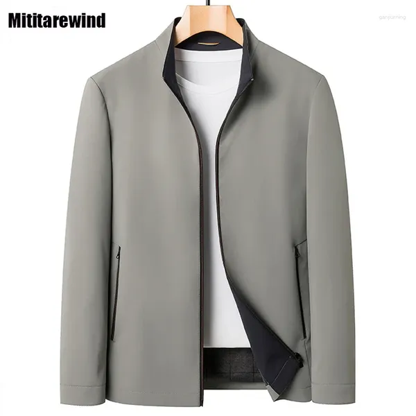 Herrenjacken Herren Frühling Herbst Jacke Smart Casual Solide Stehkragen Reißverschluss Khaki Mantel Nylon Männlich Einfache Mode Oberbekleidung