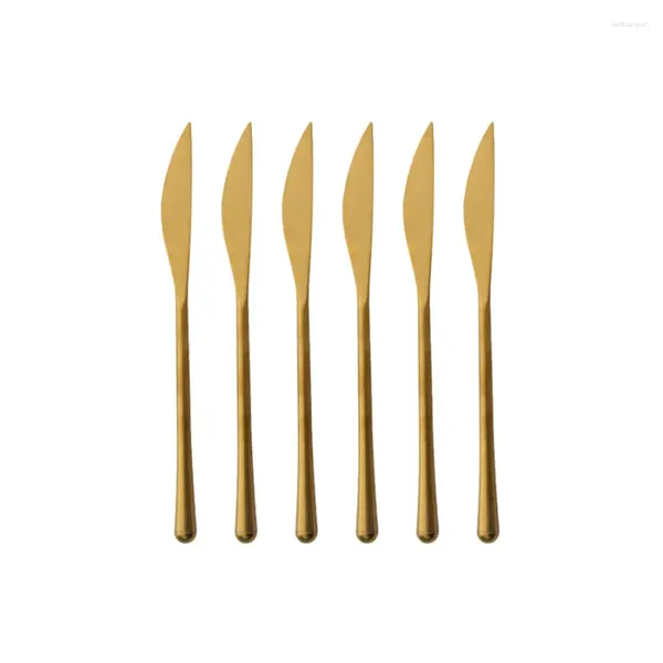 Conjuntos de talheres 6 pcs conjunto de faca de aço inoxidável série vintage estilo antigo preto ouro prata rosa jantar de bife de alta qualidade