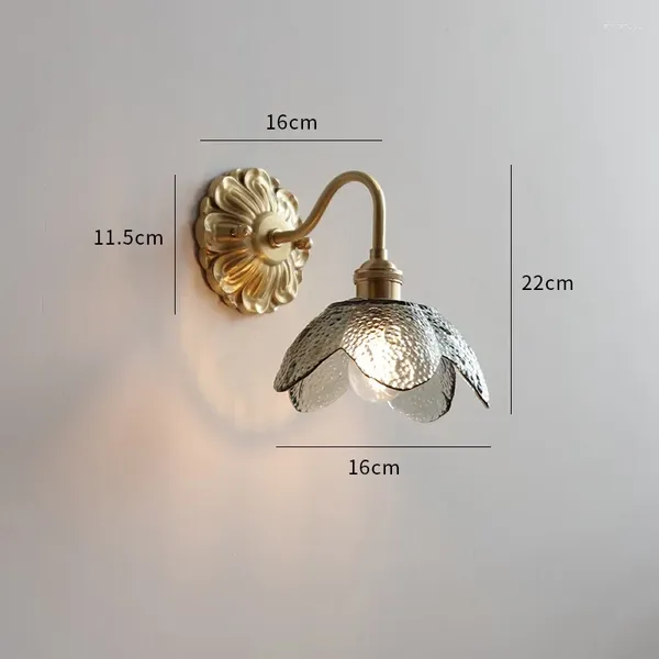 Lampada da parete in vetro grigio fumo a LED per la decorazione domestica, soggiorno, camera da letto, bagno