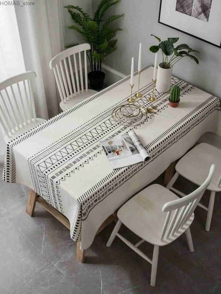 Tala de mesa Toca geométrica de bainha com fibra de poliéster no estilo boêmio para piquenique na sala de jantar da cozinha e decoração de festa de casamento Y240401