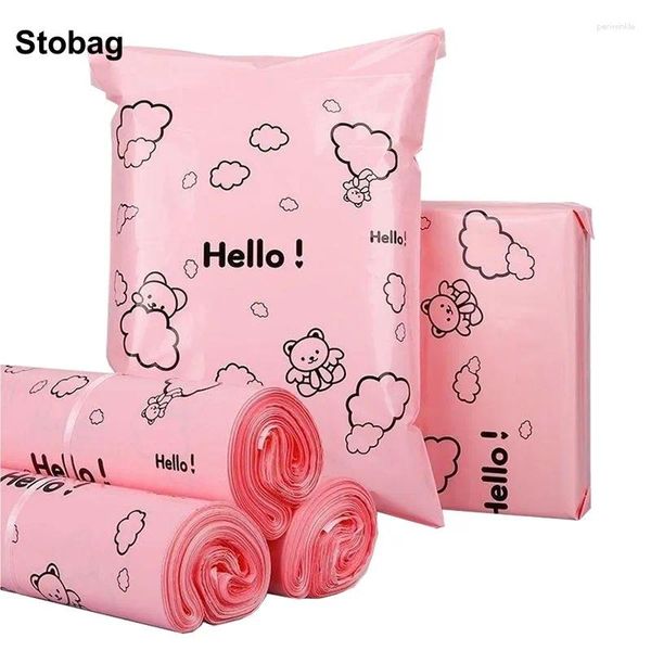 Сумки для хранения StoBag 100 шт. розовые почтовые конверты Курьерская экспресс-упаковка Транспортная сумка Пластиковая герметичная одежда