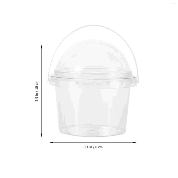 Bicchieri usa e getta Cannucce 5 pezzi Contenitori per alimenti con coperchio Secchio per popcorn portatile Grado di piccola conservazione Succo di gelato trasparente