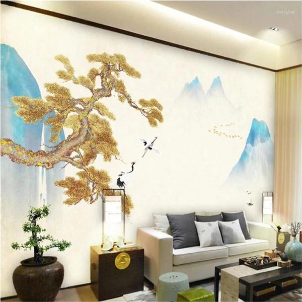 Tapeten Wellyu Angepasst Tapete Chinesische Willkommen Songxian Er Malerei Landschaft Künstlerische TV Hintergrund Wand