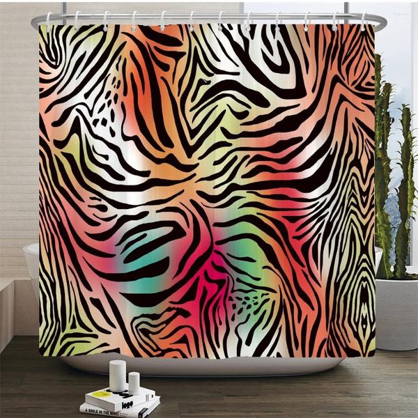 Cortinas de chuveiro colorido padrões de leopardo colorido banheira estampada banheira de banheira impermeável de poliéster decoração de cortina de casa com ganchos