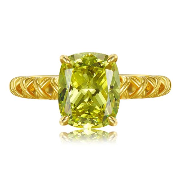 Ringe Shop Vintage 18K Gold plattiert 925 Sterling Silber 9*11mm Peridot Edelstein Hochzeit Fein Schmuck Ring für Frauen Geschenk Großhandel