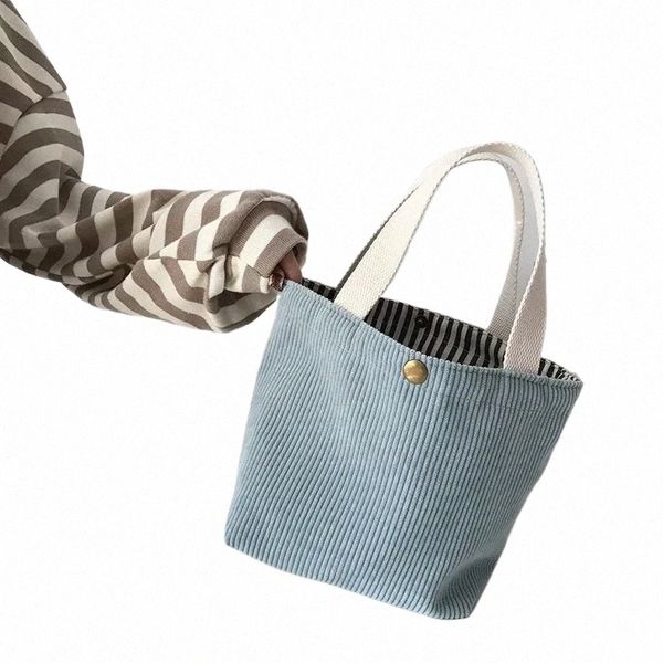 Kleine Cord-Lunch-Tasche für Frauen 2023 Eco Canvas Tragbare Tragetaschen Mini-Studentinnen Bento-Picknick-Lebensmitteltasche Reisehandtaschen 65a6 #