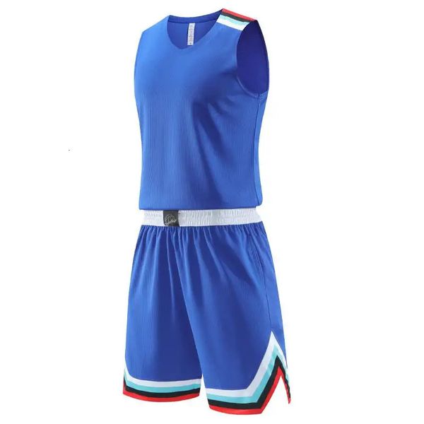 Ternos de treinamento de basquete esportes uniformes de alta qualidade jerseys em branco respirável treino verão colete shorts conjuntos de fitness 240325