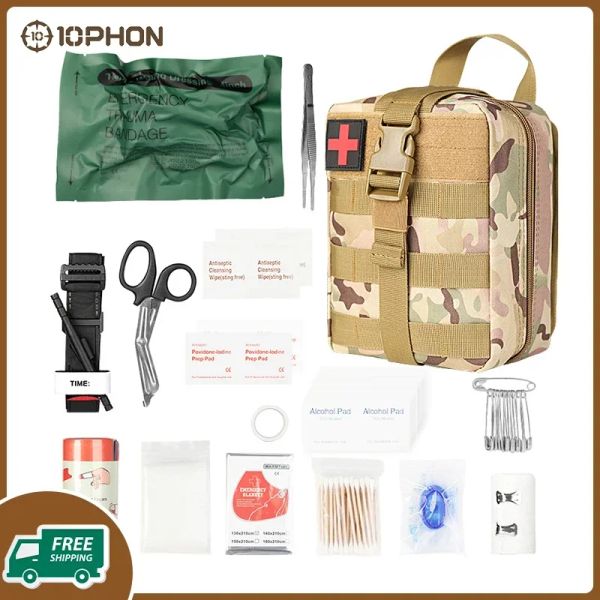 Survival Outdoor Survival Erste-Hilfe-Set, militärisches Überleben, komplettes Set Notfallset, Trauma-Tasche, Camping, Wandern, Jagd, unverzichtbares Zubehör