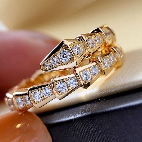 Дизайнерская манжетная кольцо Serpenty 18k золотой кольцо серебряное цветовое кольцо розового кольца есть бриллиантовые дизайнерские ювелирные ювелирные ювелирные изделия.
