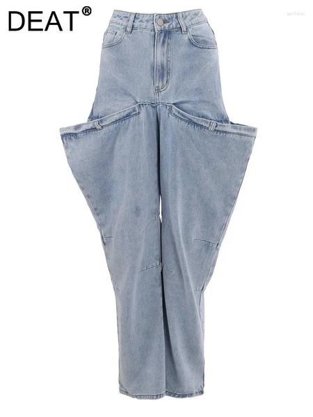 Женские джинсы Джинсовые брюки с высокой талией Деконструктивные лоскутные брюки на молнии в полный рост Зимняя мода 2024 CP25110