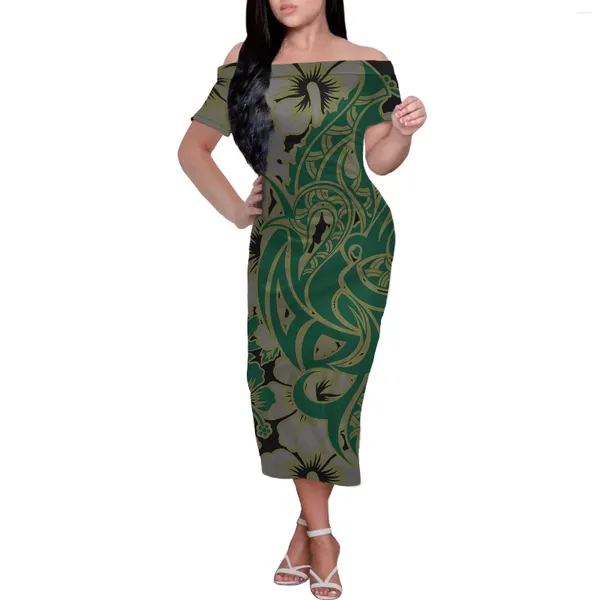 Бальные платья Платье Самоа Повседневное женское летнее платье с татуировками полинезийского племени с принтом на плечах, свадебное сексуальное облегающее длинное платье