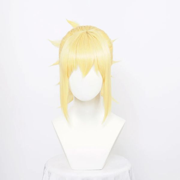 Wigs Ccutoo Синтетические волосы Kohaku Anime Dr.stone Cosplay Wig Golden Hasktail Heat Aspumance Costum