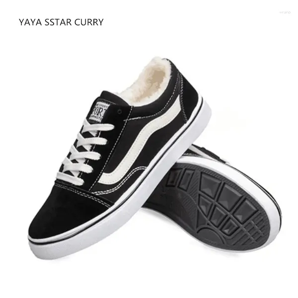 Sapatos de caminhada YAYA STAR CURRY 2024 Inverno Homens Esportes Baixo Cashmere Canvas Clássico Preto Azul