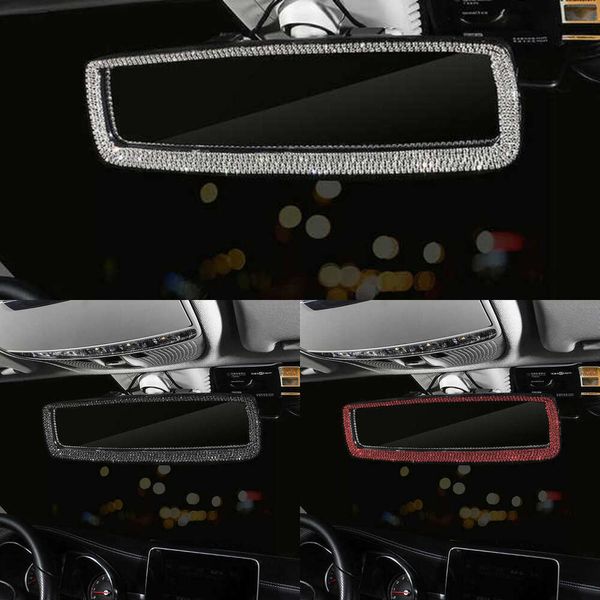 Atualizar strass interior do carro espelho retrovisor decoração charme cristal diamante espelho retrovisor capa bling acessórios do carro para meninas