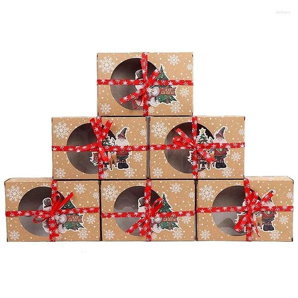 Moldes de cozimento 12pcs caixa de biscoito de Natal papel kraft seguro para embalagem bolos pastelaria em festas conjunto