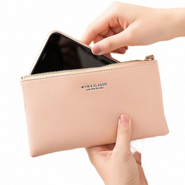 Borsa da donna Miyin Borsa per carte di credito ultrasottile LG Borsa minimalista a zero Borsa sottile con cerniera di grande capacità Borsa per borsa da ragazza O61D #