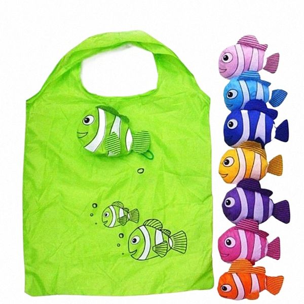 Peixe tropical dobrável loja saco reutilizável eco saco bonito animal imprime bolsa de viagem mercearia tote saco de armazenamento tote para as mulheres i32h #