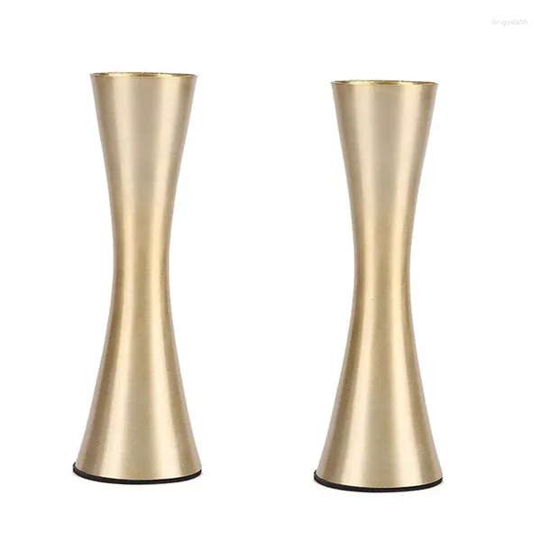 Vasos conjunto de 2 vasos de metal em tons de latão pequena flor decorativa moderna para decoração de casa casamento ou presente (ouro)