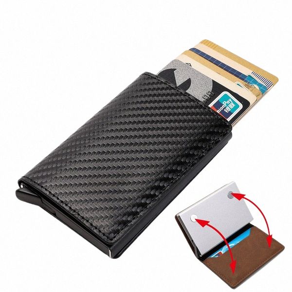 Carb Fiber Card Holder Carteira Homens Rfid Mey Purse Card Holder Carteira Slim Mini Magnet Carteira de couro com compartimento de nota d7wm #