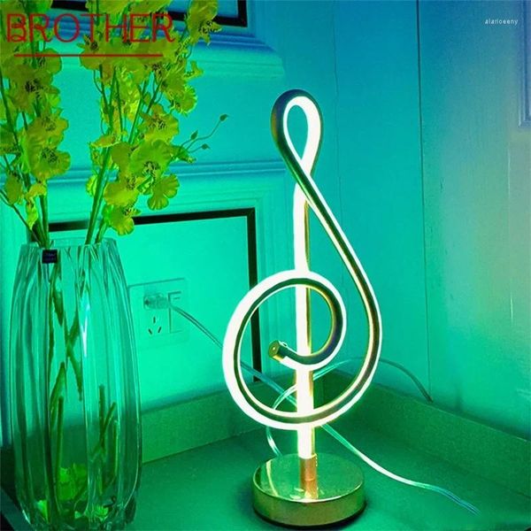 Lâmpadas de mesa irmão lâmpada contemporânea criativa nota musical decoração led para casa sala de estar infantil luz