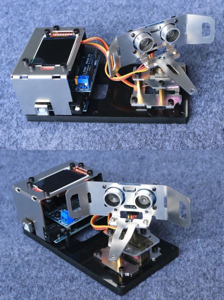 1.8 inç ekranlı ultrasonik dedektör MG90 Arduino Robot Kiti Nano Programlanabilir Robot Başlangıç ​​Kiti için Ultrasonik Radar Robot