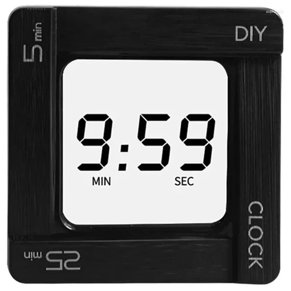 Relógios de parede Temporizador de cozinha 5 minutos 25 e contagem regressiva predefinida DIY com função de soneca de relógio Mini tamanho preto