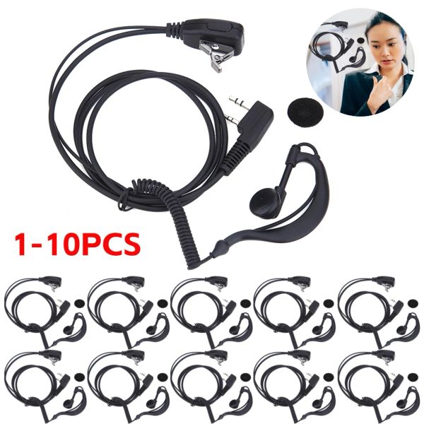 10-1pcs 2 Pin Ohrhörer Headset Ptt Mic 1M Ohrhaken Walkie Talkie Earbud Interphone Earphone für Baofeng UV5R/Kenwood/Hyt