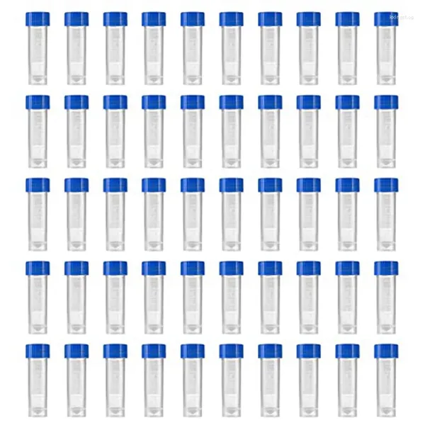 Garrafas de armazenamento 200pcs tubos de ensaio de recipiente de frasco graduado 5ml plástico azul com tampas de parafuso