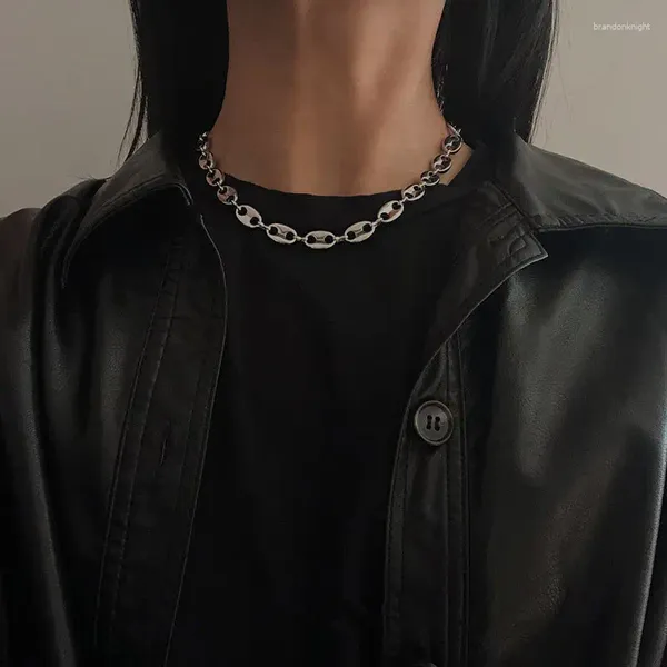 Halsband Trending Schwein Nase Edelstahl Halskette Klassisch Einfach Glatt Für Frauen Luxus Mode Party Geschenk