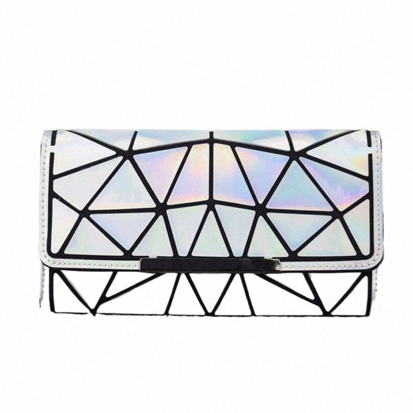 Portafogli geometrici Laser Donna Lg Portafoglio frizione Cerniera Diamd Lattice Portamonete standard Borsa Phe femminile Pacchetto carta di credito g5Jf #