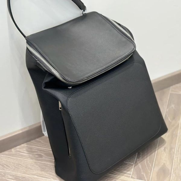 Mochila 2024 Homens Mulheres Couro Genuíno Zíper Grande Capacidade Algodão Business Soft Handle Daily OL Office