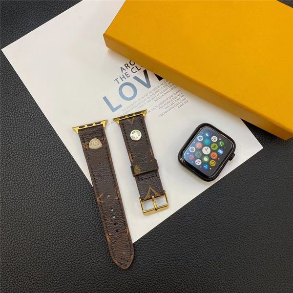 Pulseiras de relógio inteligente de moda de designer para Apple Watch Straps 42mm 45mm 44mm 49mm 41mm 38mm Flor Couro Relógios Pulseira Pulseira iWatch Bandas Série 9 8 7 6 5 4 3 SE Band