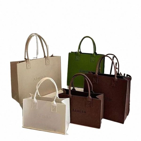 1 stücke S/M/L Frauen Filz Schulter Tasche Einfache Feste Farbe Menger Tasche Handtasche Große Kapazität Reise lässige Umhängetaschen C2L6 #