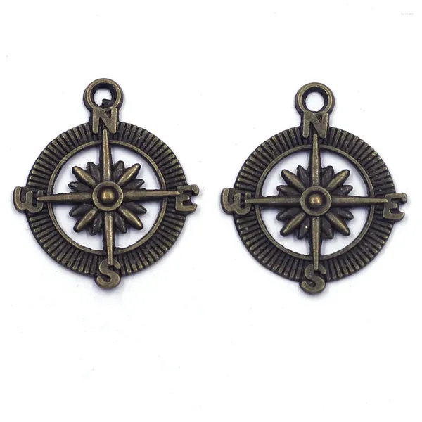 Charms Sagacts Pusula Şeklinde Oyuncak Metal Bronz Ton Charm Kolyeler Mücevher Diy Aksesuarları 29x25mm