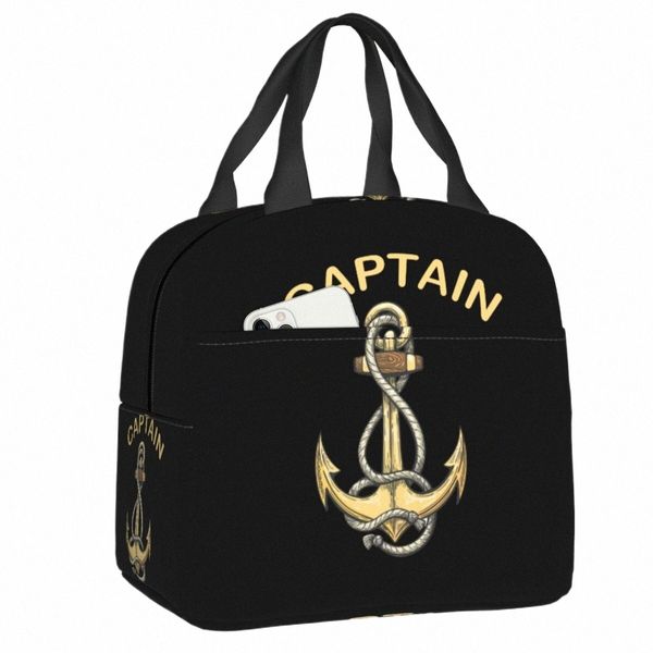 nautico Capitano Anchor Lunch Bag Resuable Cooler termico isolato Food Lunch Box per le donne Bambini Scuola Lavoro Picnic Tote Borse f2Tu #