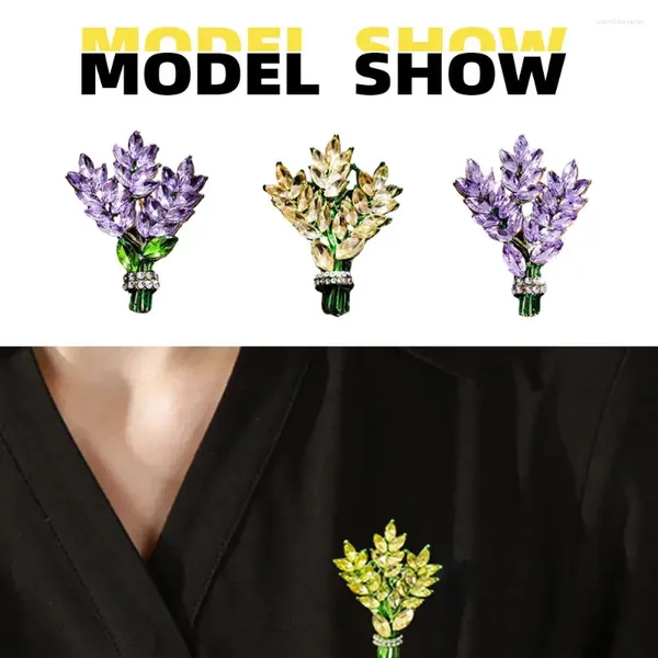 Spille Spilla di fiori di lavanda Spilla di cristallo romantica Accessori Abito Cappotto Lusso Viola Bouquet Gioielli Abito squisito Regalo V3m5