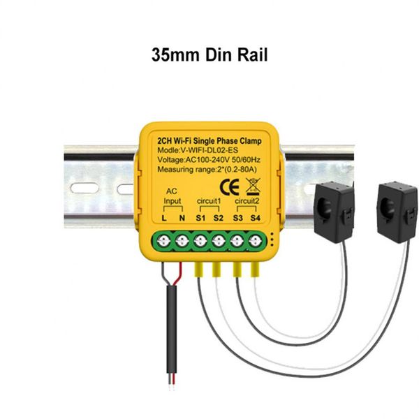 TUYA Smart Life Wifi Energy Meter 80A con morsetto di trasformatore di corrente KWH Monitoraggio elettrico Monitoraggio Elettricità110 V 240V 50/60Hz