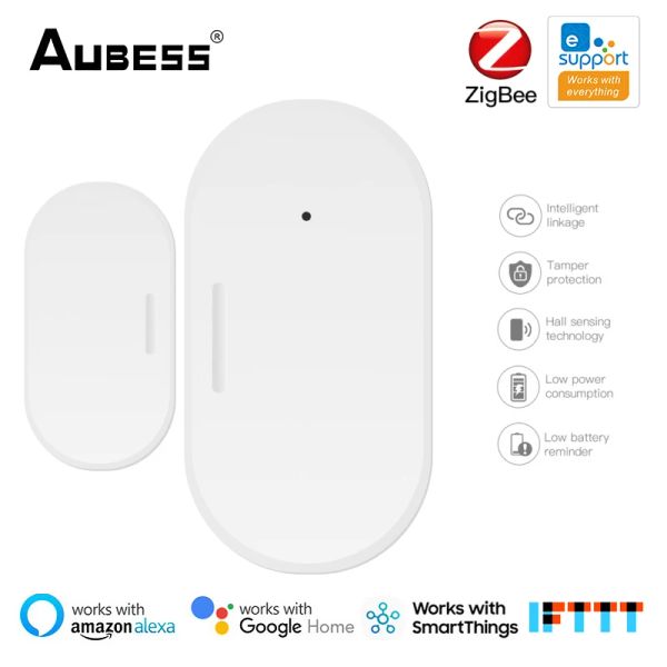 Controle Aubess ZigBee Porta e Window Sensor magnético Smart Home sem fio Automação magnética via Ewelink App Controle remoto