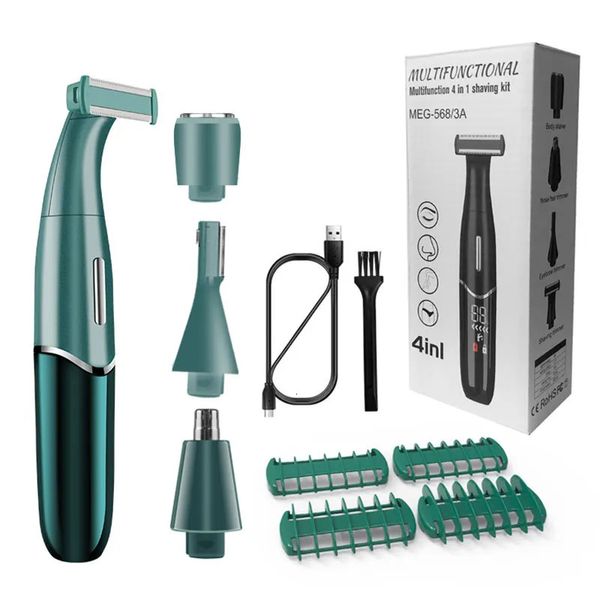 4 in 1 Aree intime Rasoio per taglio di capelli Donna Linea bikini Rasoio sensibile Palline Uova Peli pubici Rasatura Trimmer Viso Barba Clipper 240327