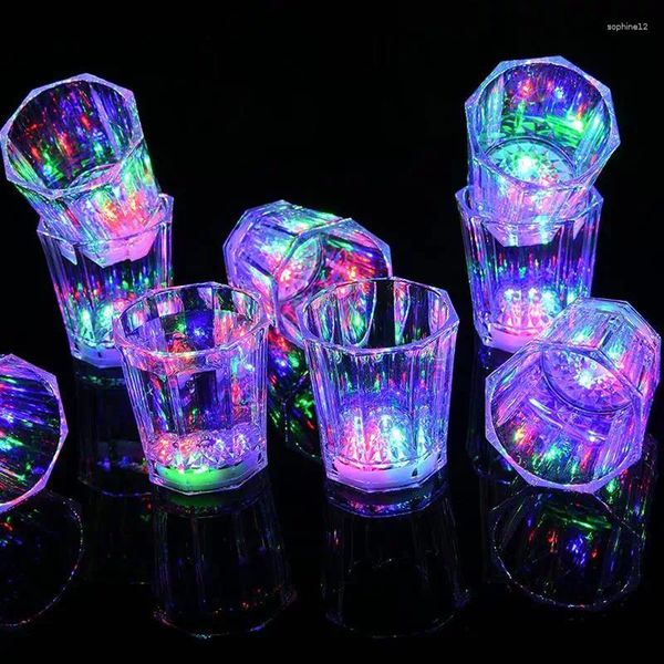Weingläser Mini LED Blinkes Plastikgetränk Getränk Getränk Cup Bar Dekorative Party Club Becher Farbe Licht Whisky für