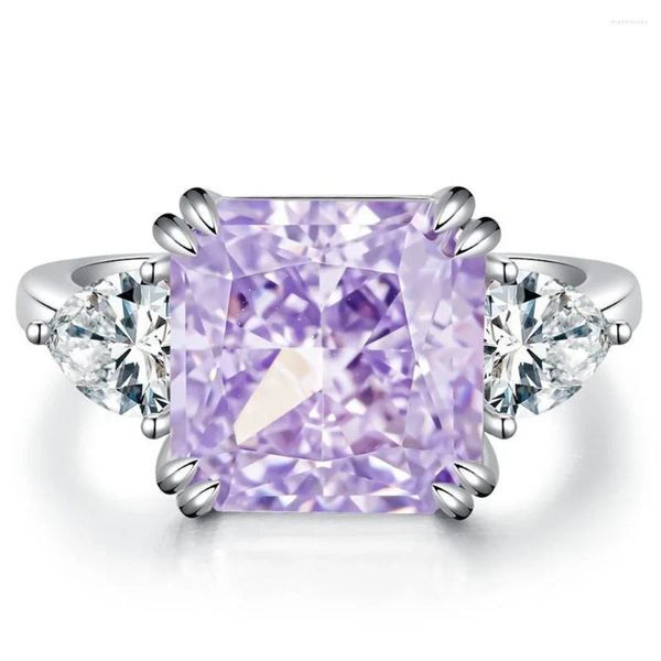 Cluster-Ringe-Modelle925 Sterling Silber Radiant Cut 5CT Amethyst Rosa Saphir Smaragd Aquamarin Citrin Edelstein Verlobungsring Schmuck