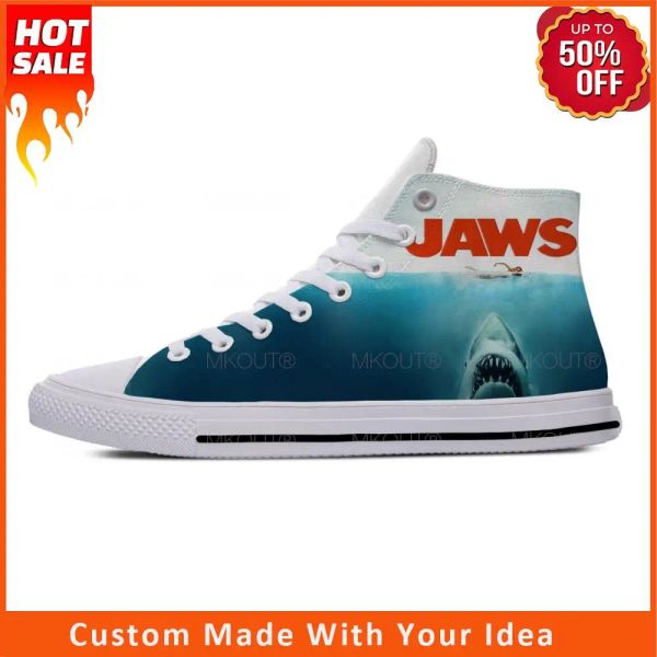 Scarpe cartone animato anime jaws film di squalo horror spaventoso divertimento scarto di stoffa casual più leggera top leggero traspirato da uomo 3d da donna sneaker da donna