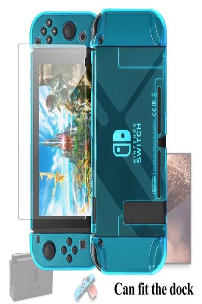 Andockbare Kristall-PC-Transparenthülle für Nintendo Switch, geteilte Schutzhülle für Switch JoyCon, Bildschirm aus gehärtetem Glas, Pr3580385