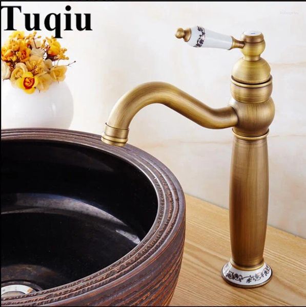 Torneiras de pia do banheiro Bacia Antique Bronze Torneira de latão sólido com cerâmica Single Handle Hole Wash Mixer Tap WC Torneiras