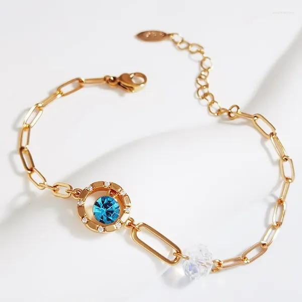 Charm-Armbänder, trendiges Damenarmband mit Kristallen aus Österreich für Damen, Bijoux-Geschenke, rundes Design, Damen-Handschmuck