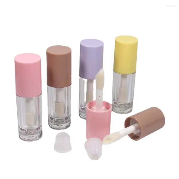 Depolama Şişeleri Beyaz Dudak Yağı Pembe Sır Şişesi Lipgloss Tüp 50 PCS 6ml Açık Plastik Fırça Çubuğu Parlak