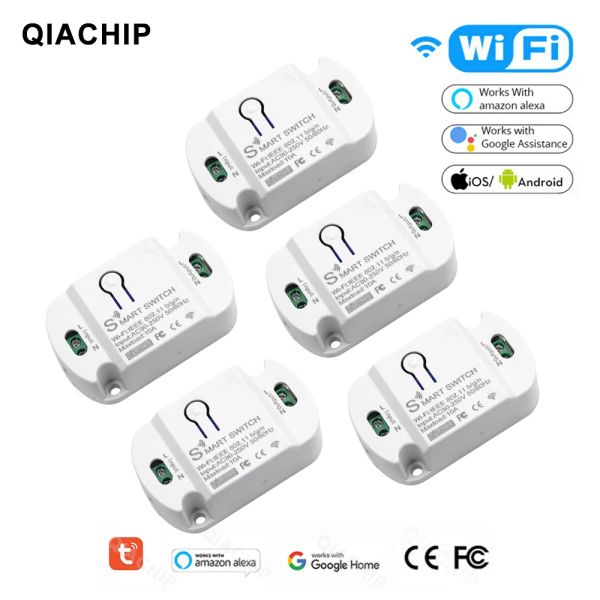 Контроль Qiachip Wi -Fi Mini Smart Home Wireless Remote Control 10A Doodle Smart Life App220V Timer с Alexa Google Home