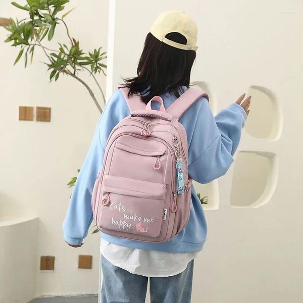 Aufbewahrungstaschen Kawaii Schulrucksack für Mädchen Niedliche wasserdichte Büchertasche Teenager College-Student Große Reise-Umhängetasche