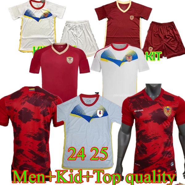 24-25 Venezuela camisa de futebol Kids Kit 24 25 Seleção Nacional Camisa de Futebol Masculino Home Vermelho Fora Branco Camisetas Copa América CORDOVA SOTELDO BELLO SOSA RONDON