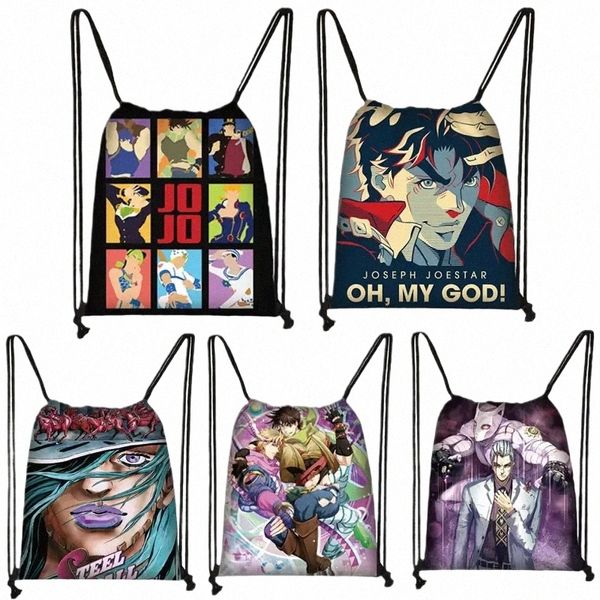 Anime Jojo Bizarre Adventure Borsa con coulisse JoJo No Kimyou Na Bouken Modello Daypack Borsa da viaggio Zaino piccolo Borsa da spiaggia h4oZ #